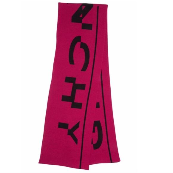 #GIVENCHY Off Center Logo Scarf Fuschia NEW - Picture 6 of 8